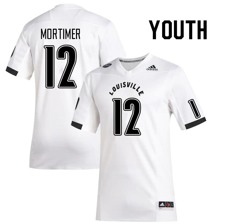 Youth #12 Devaughn Mortimer Louisville Cardinals College Football Jerseys Sale-White - Click Image to Close